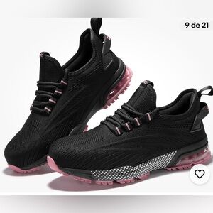 Elegant Black and Pink Women's Sneakers size W9/M7.5  (#54)